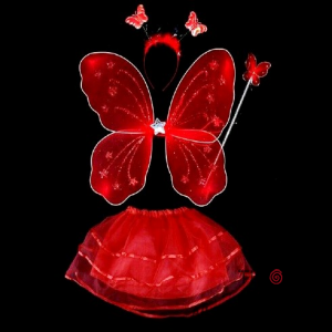 SET MARIPOSA ROJO 4 PIEZAS x 1